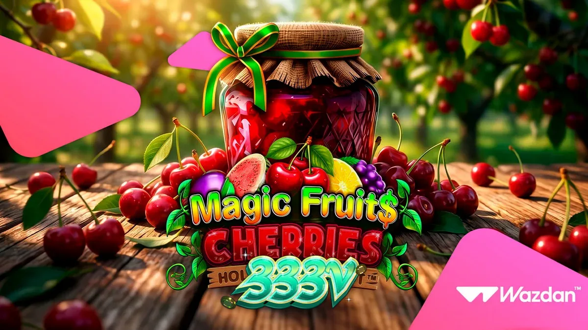 Tampilan visual slot Magic Fruit$: Cherries dengan simbol buah klasik dan elemen modern